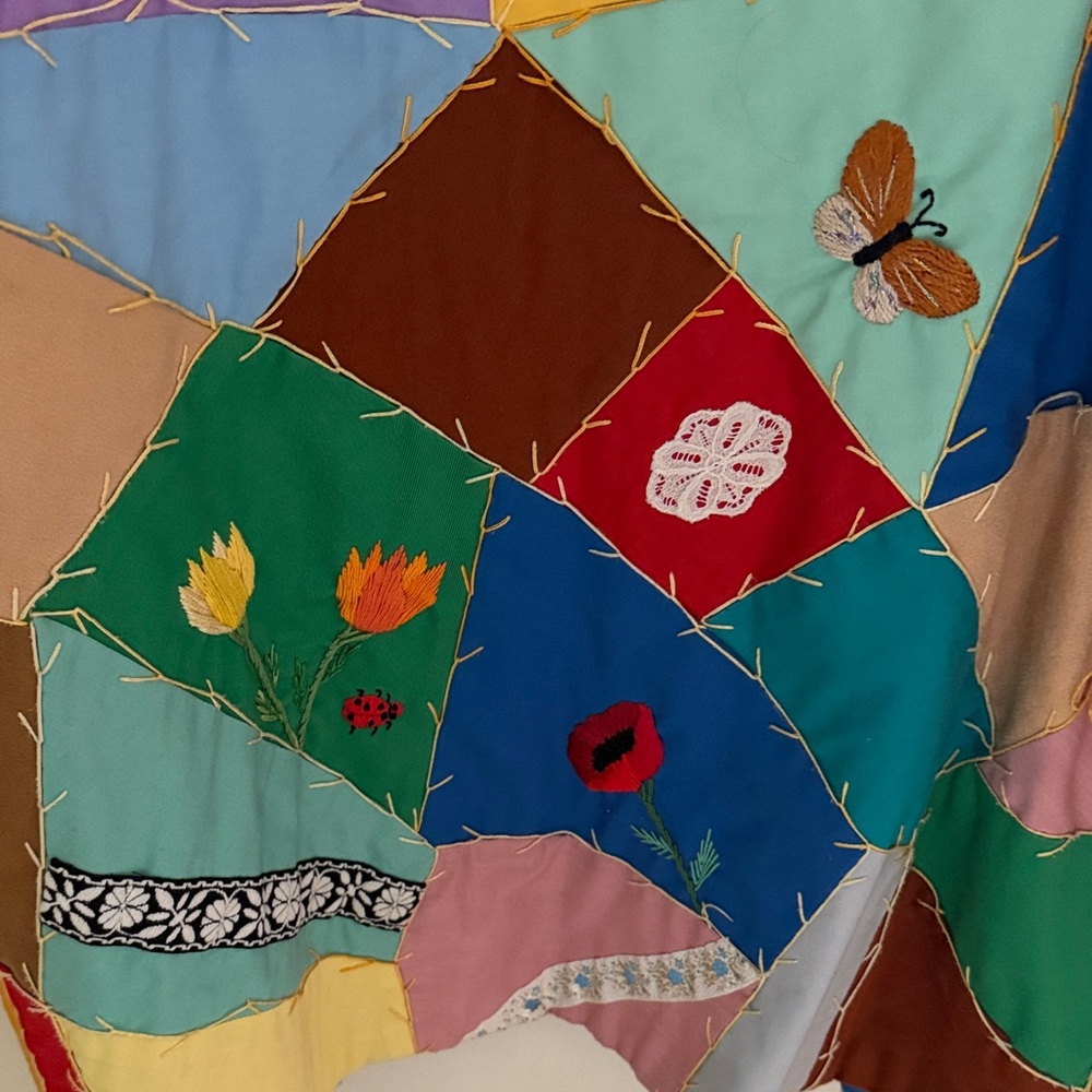 Vintage. One of a kind. Patchwork Green Women's Jacket - Multicolor Accent - Picture 3 of 16